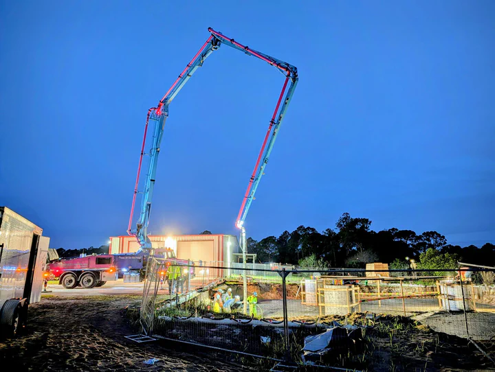 Tower foundation and compound being built out by the Vertical Axis civil crew